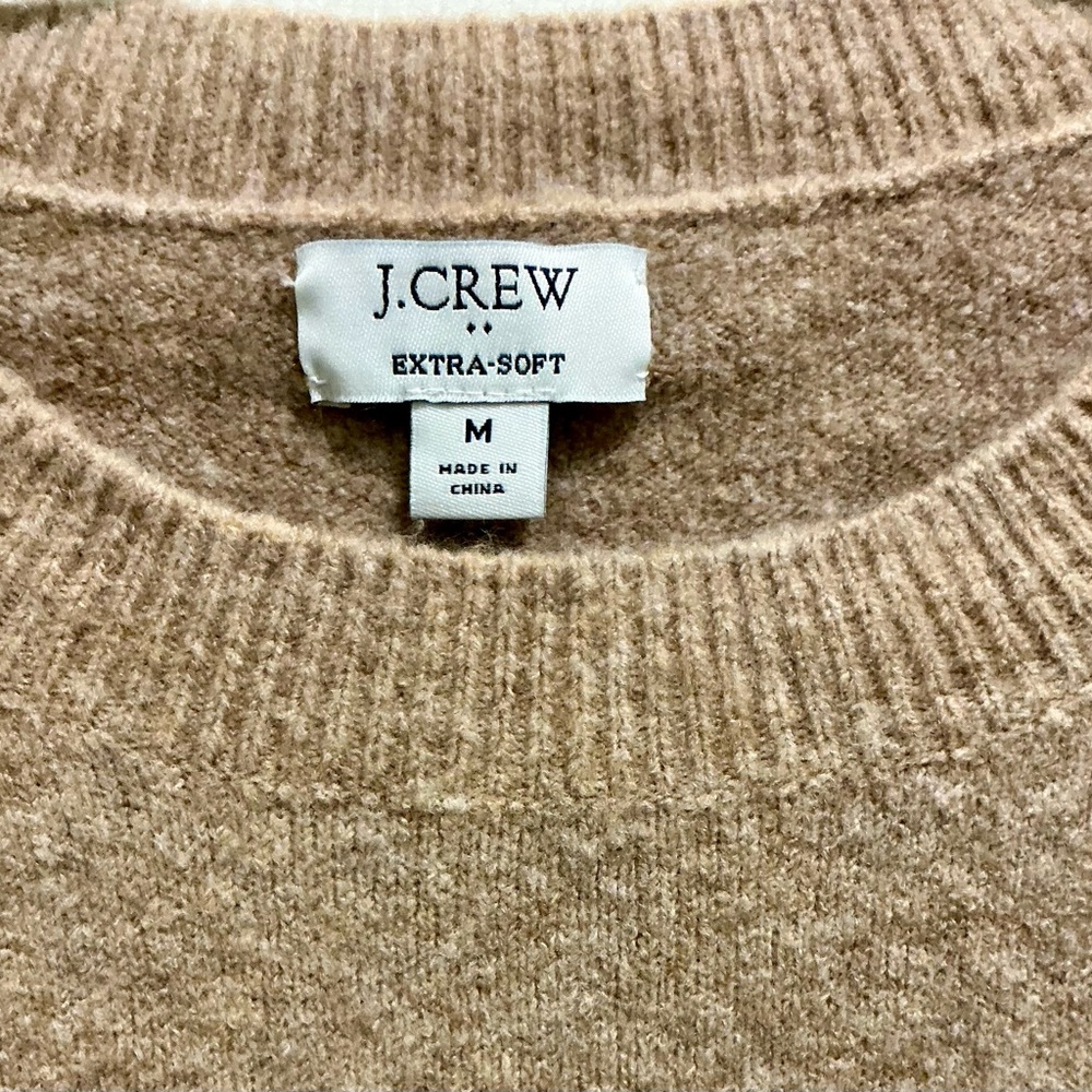 J. Crew Factory Preppy Wool Blend Pullover Sweater Neutral Fawn Career SZ Medium - Picture 4 of 13